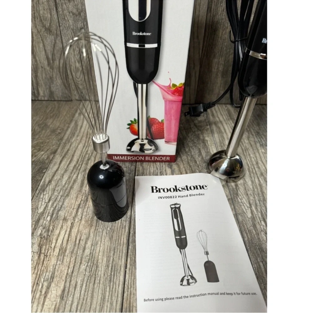 NIB Brookstone 500W Immersion Blender Stainless Steel Blades